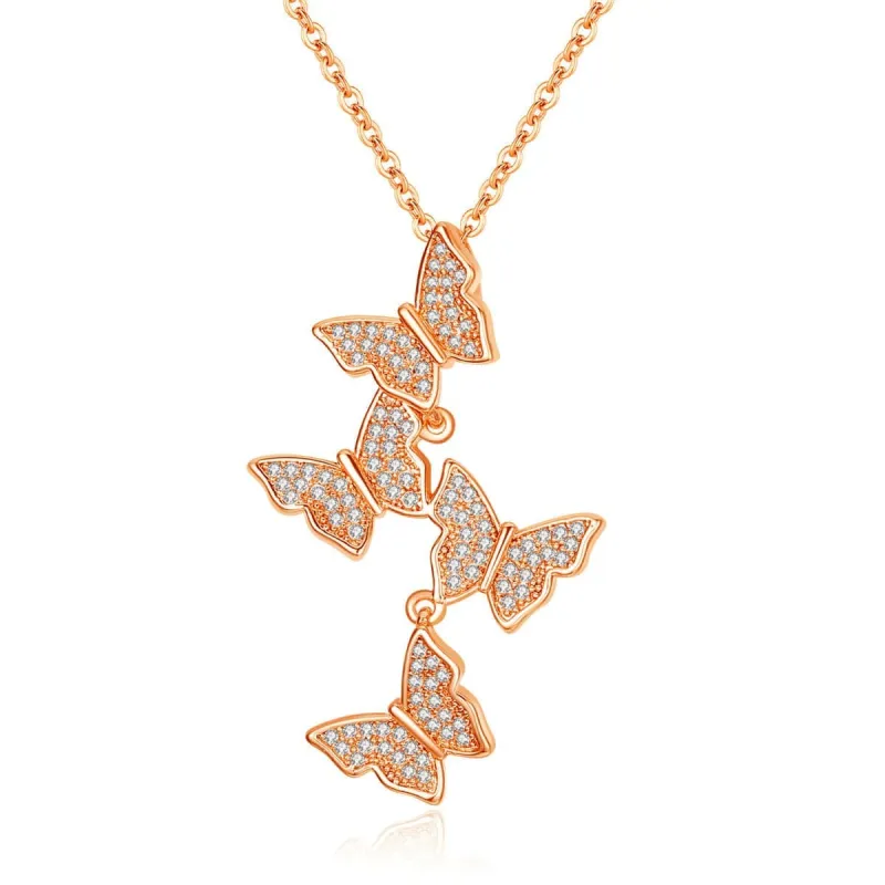 Cubic Zirconia & Rose Goldtone Butterflies Pendant Necklace made by Zulily