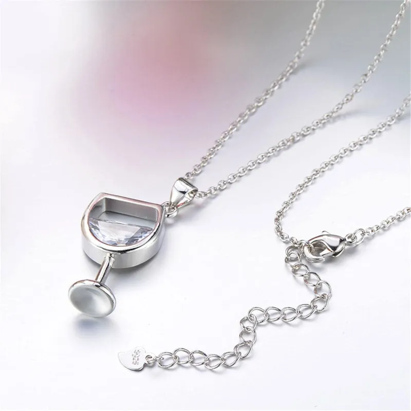 Crystal & Silvertone Wineglass Pendant Necklace made by Zulily