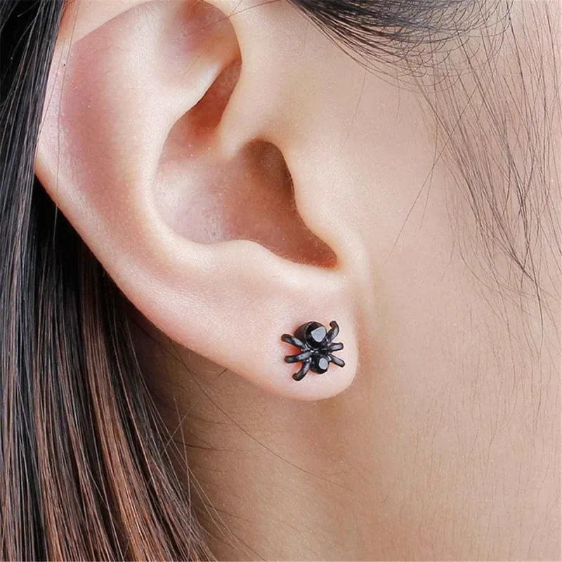 Cubic Zirconia & Black Spider Stud Earrings made by Zulily
