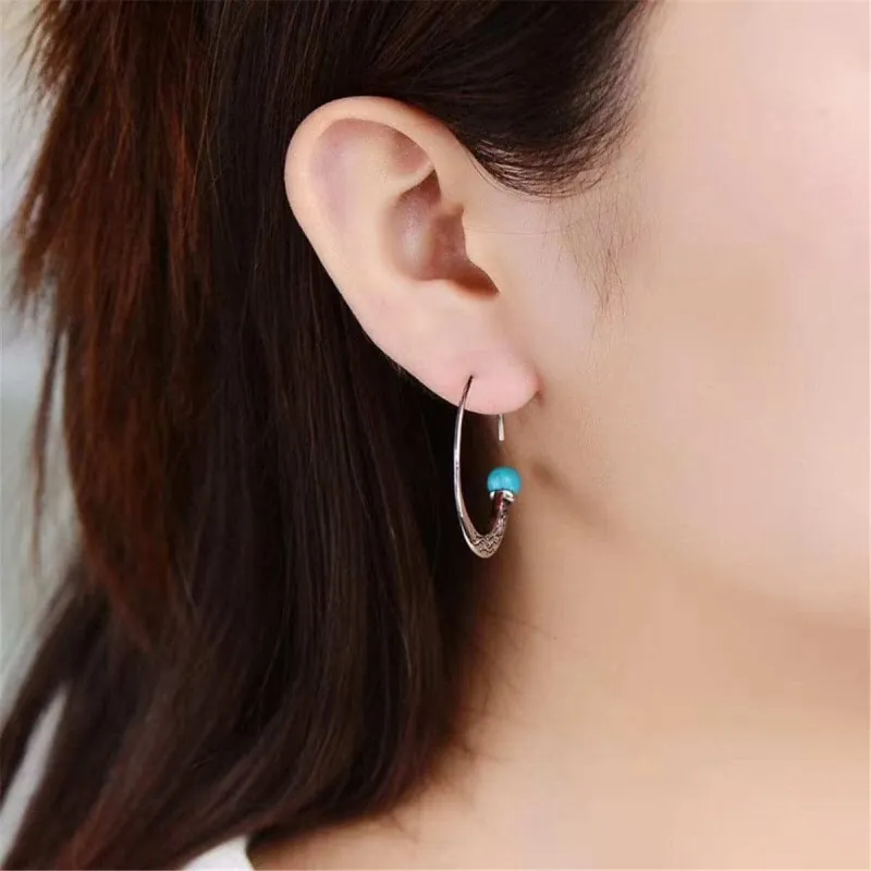 Turquoise & Silvertone Hoop Earrings made by Zulily