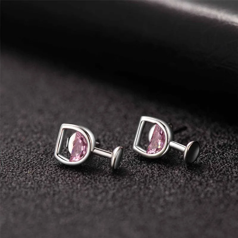 Pink Crystal & Silvertone Wine Glass Stud Earrings made by Zulily