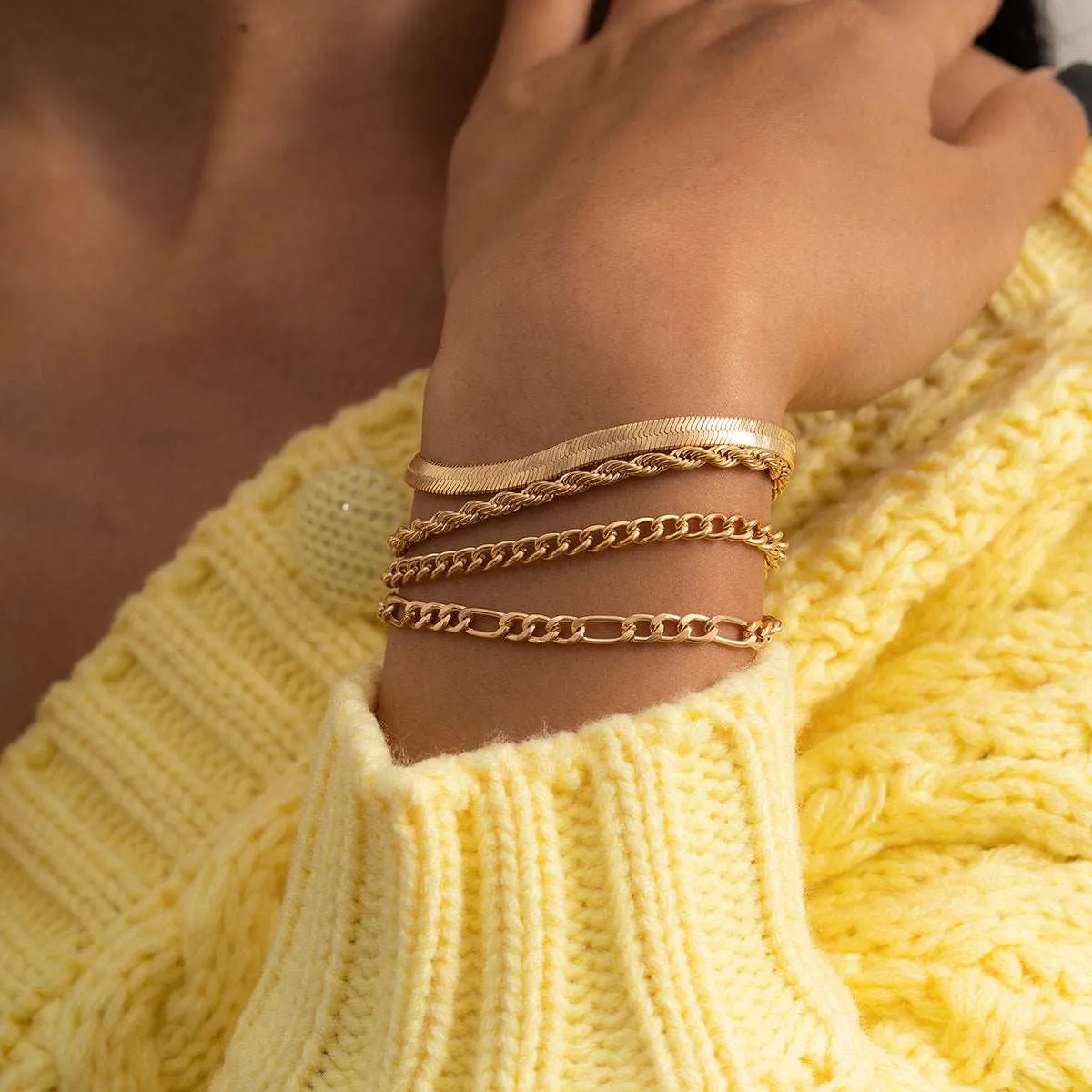 Goldtone Snake & Wheat Chain Bracelet Set sold by Zulily product image thumbnail 2