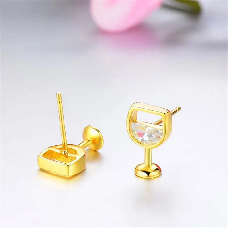 Crystal & Goldtone Wine Glass Stud Earrings made by Zulily