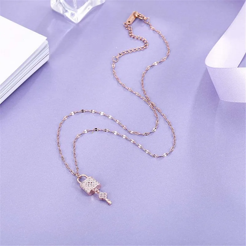 Cubic Zirconia & Rose Goldtone Lock & Key Pendant Necklace made by Zulily