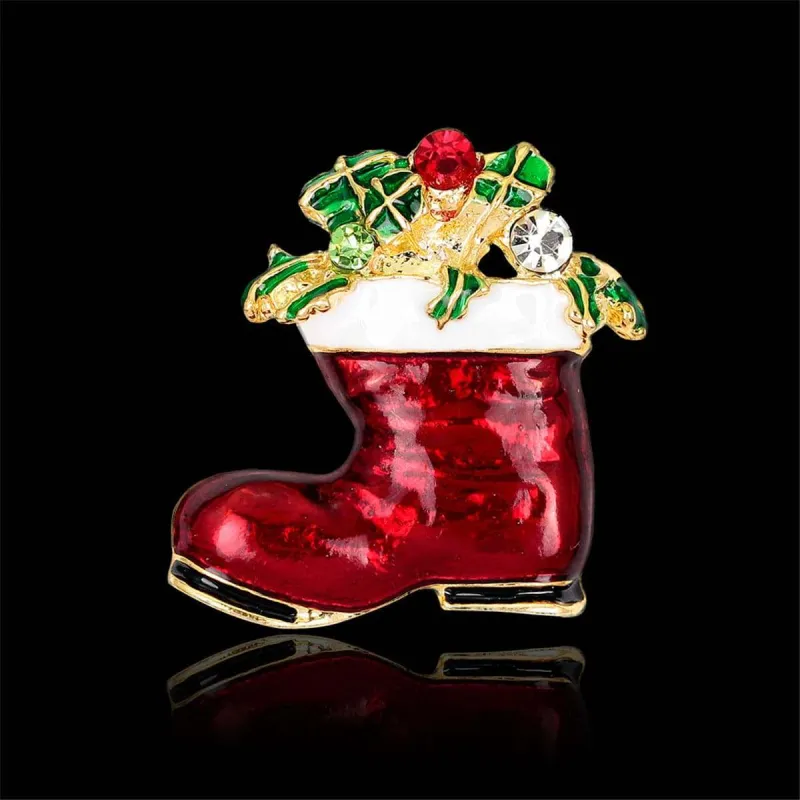 Cubic Zirconia & Goldtone Stocking Boot Brooch made by Zulily