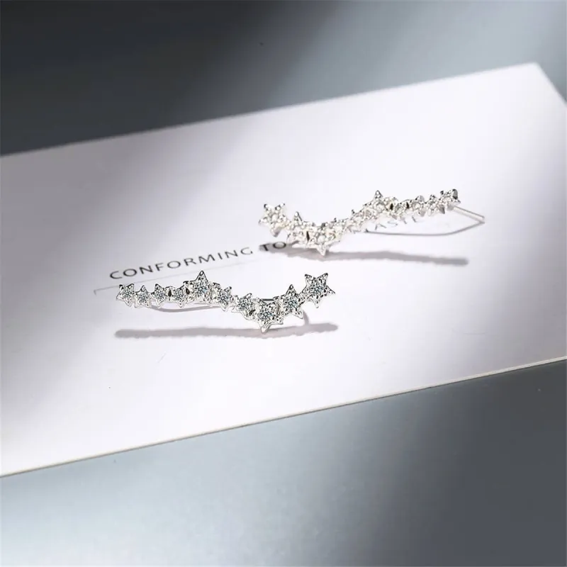Cubic Zirconia & Silvertone Linking Star Ear Climbers made by Zulily