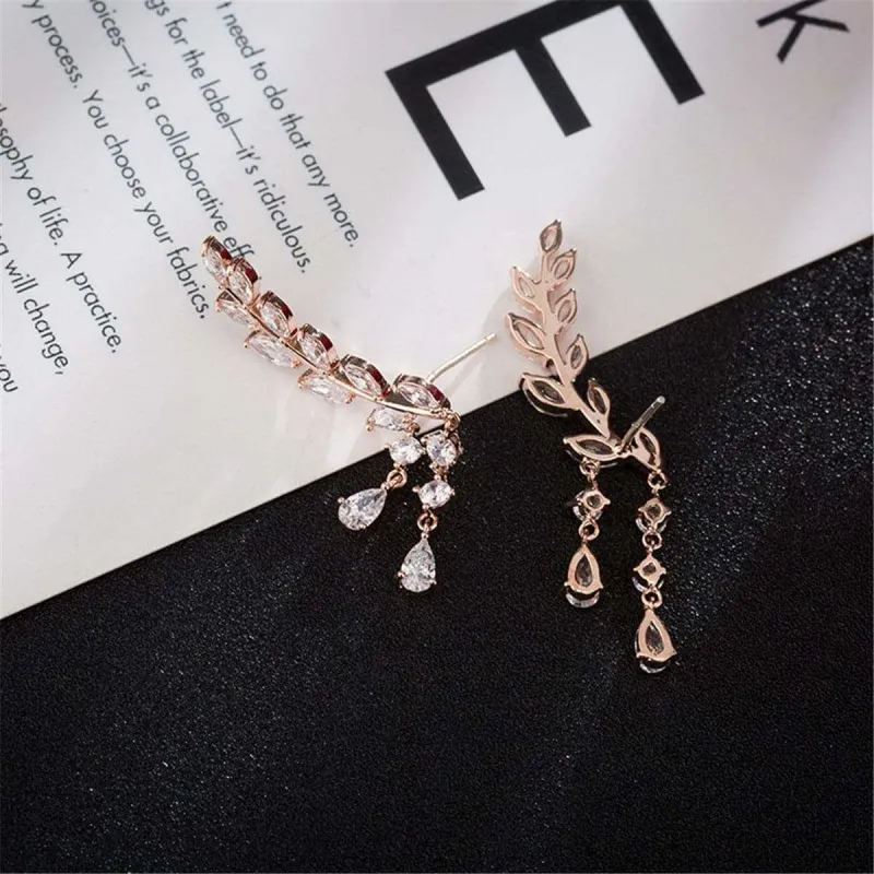 Cubic Zirconia & Rose Goldtone Wing Ear Climbers made by Zulily