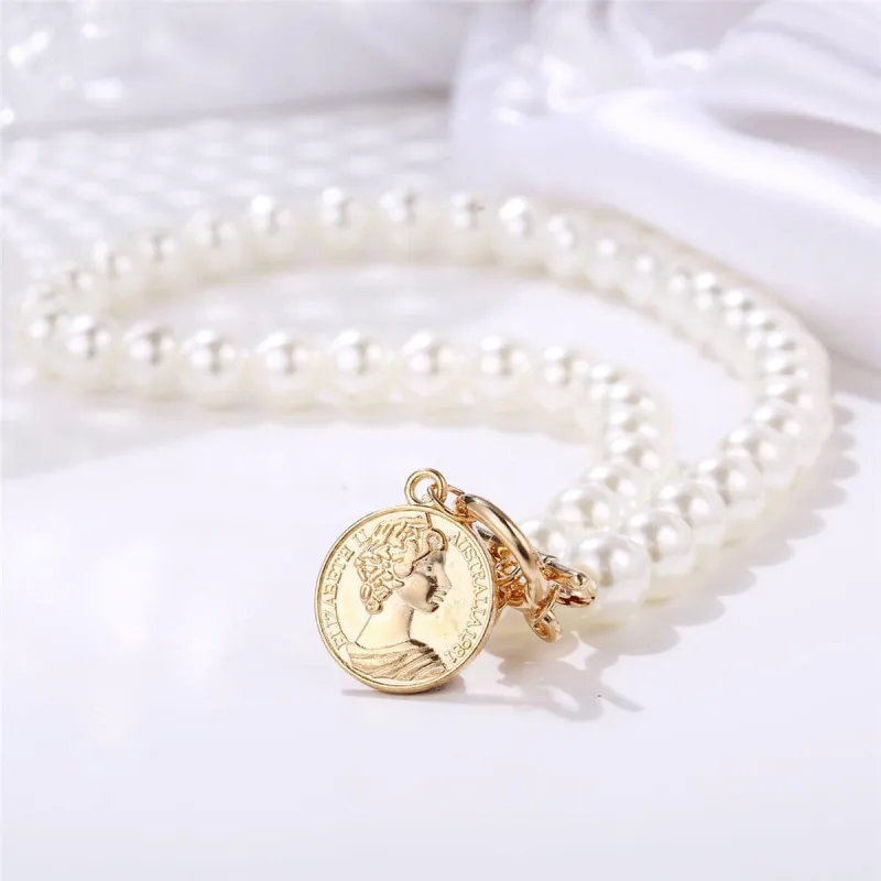 Pearl & Goldtone Coin Pendant Necklace made by Zulily