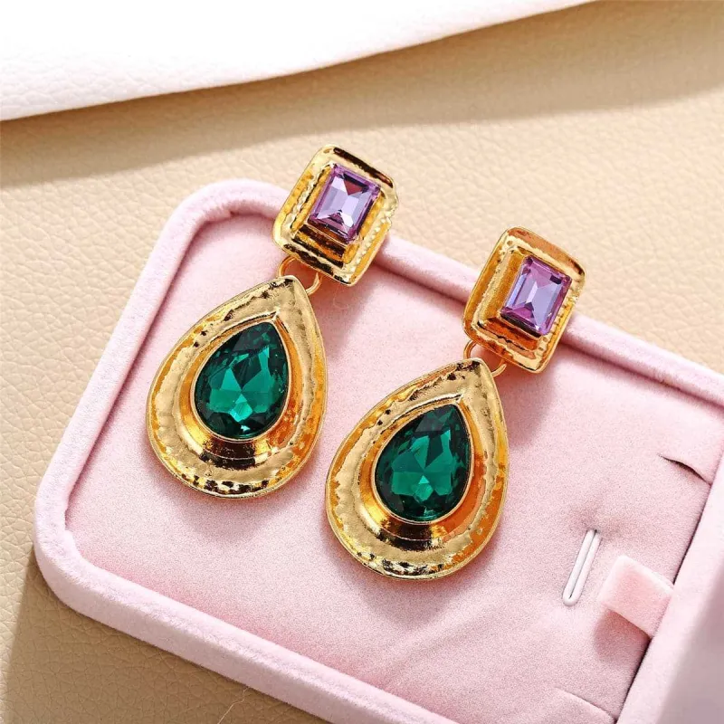 Crystal & Goldtone Teardrop Earring made by Zulily