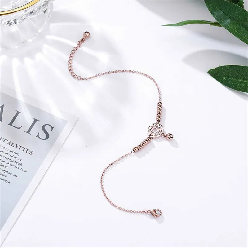 Rose Goldtone Coin Charm Bead Anklet made by Zulily