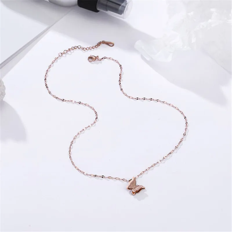 Rose Goldtone Frosted Butterfly Pendant Necklace made by Zulily