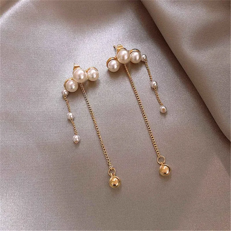 Pearl & Goldtone Tassel Drop Earrings made by Zulily