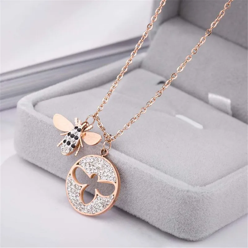 Cubic Zirconia & Rose Goldtone Bee Pendant Necklace made by Zulily