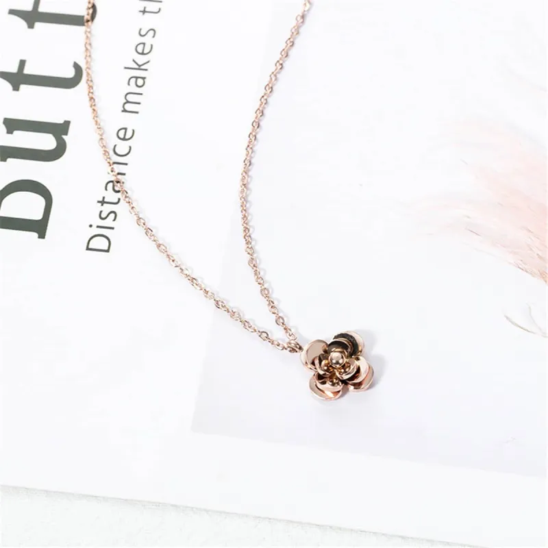 Rose Goldtone Camellia Pendant Necklace made by Zulily