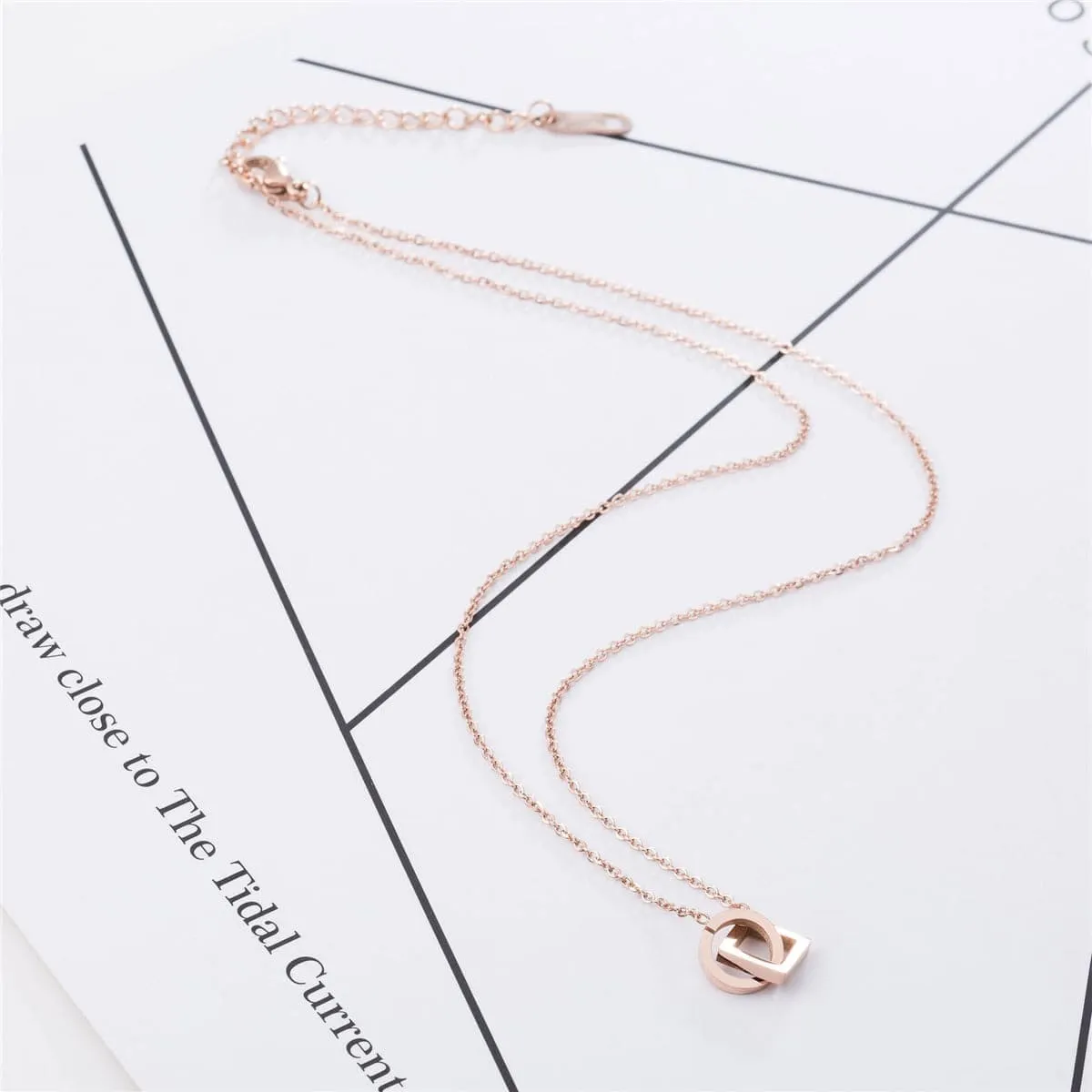 Rose Goldtone Open Ring & Square Pendant Necklace sold by Zulily product image thumbnail 2