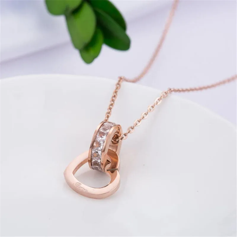Cubic Zirconia & Rose Goldtone Circle & Heart Pendant Necklace made by Zulily