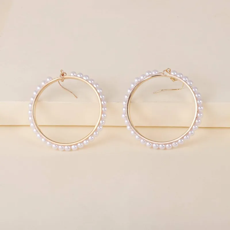 Pearl & Goldtone Hoop Drop Earrings made by Zulily