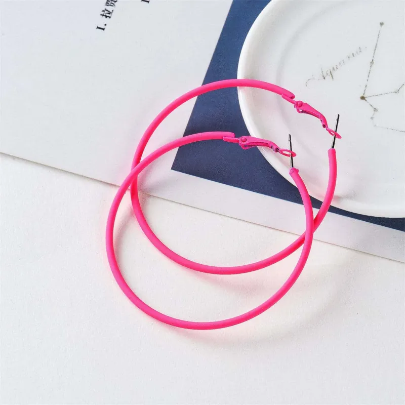 Rose Enamel & Silvertone Hoop Earrings made by Zulily
