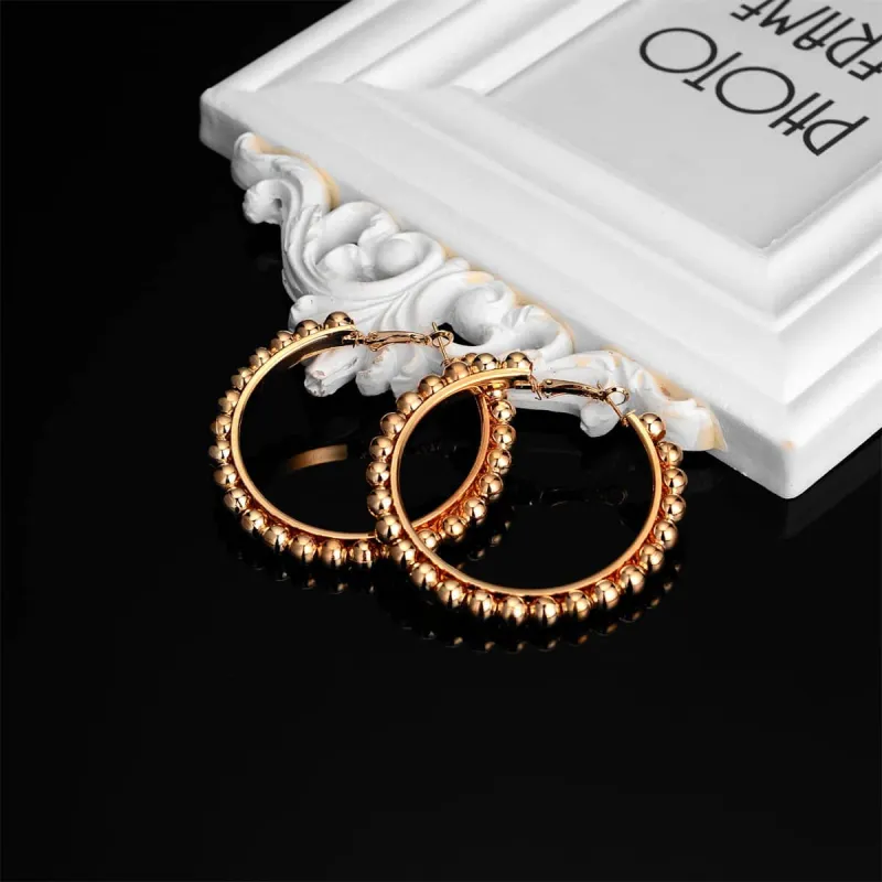 Goldtone Bead Hoop Earrings made by Zulily