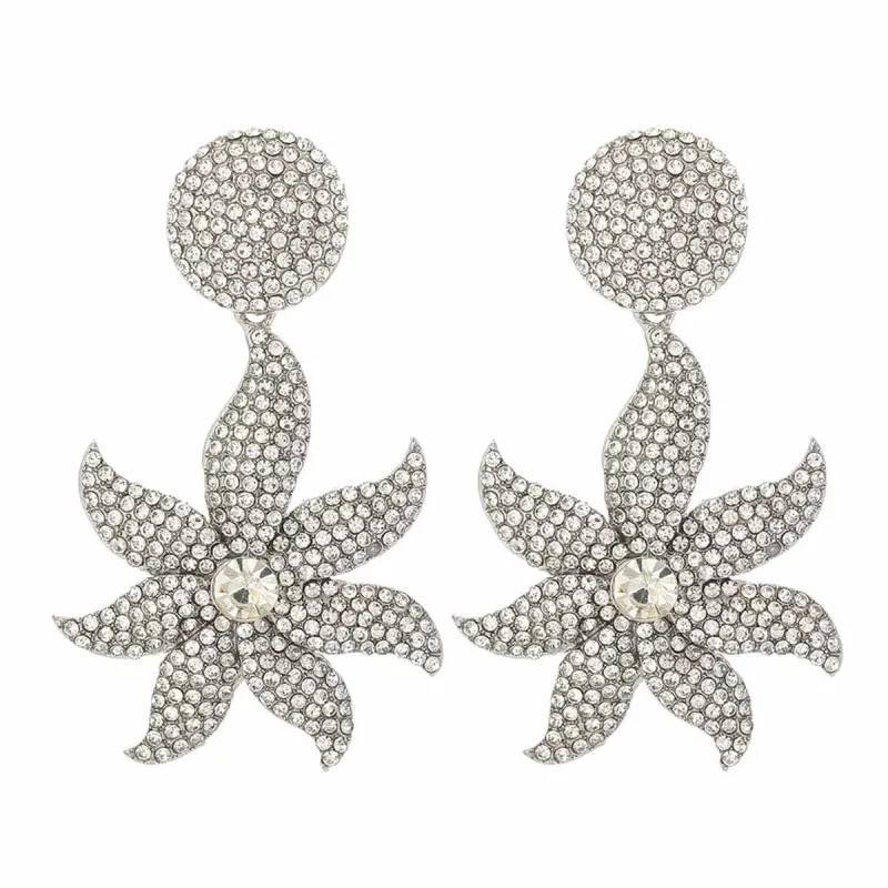Cubic Zirconia & Silvertone Flower Drop Earrings made by Zulily