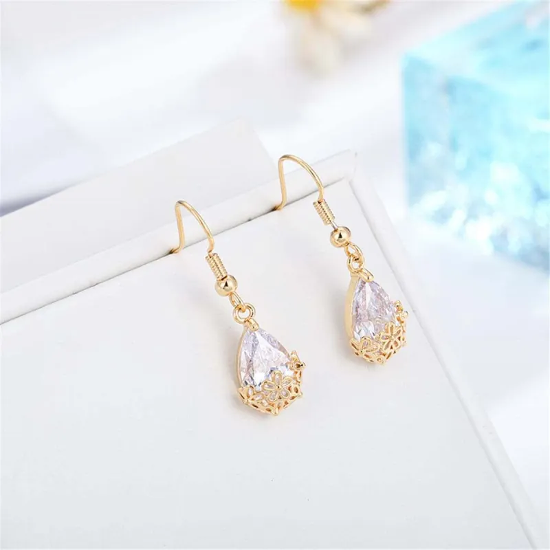 Crystal & Goldtone Floral Drop Earrings made by Zulily