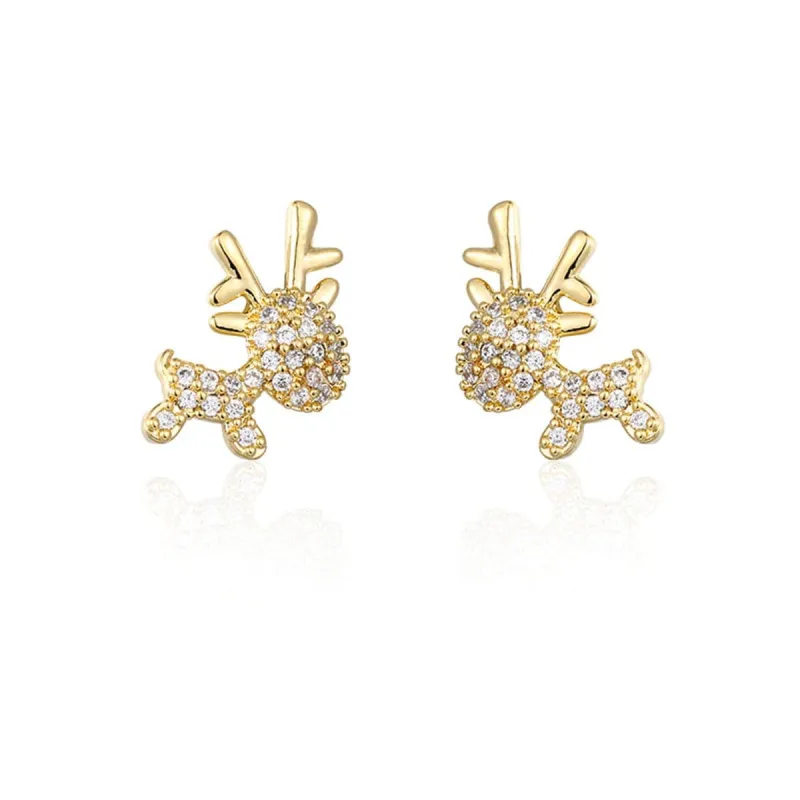 Cubic Zirconia & Goldtone Reindeer Stud Earrings made by Zulily