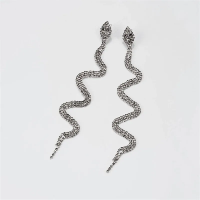 Cubic Zirconia & Silvertone Snake Drop Earrings made by Zulily