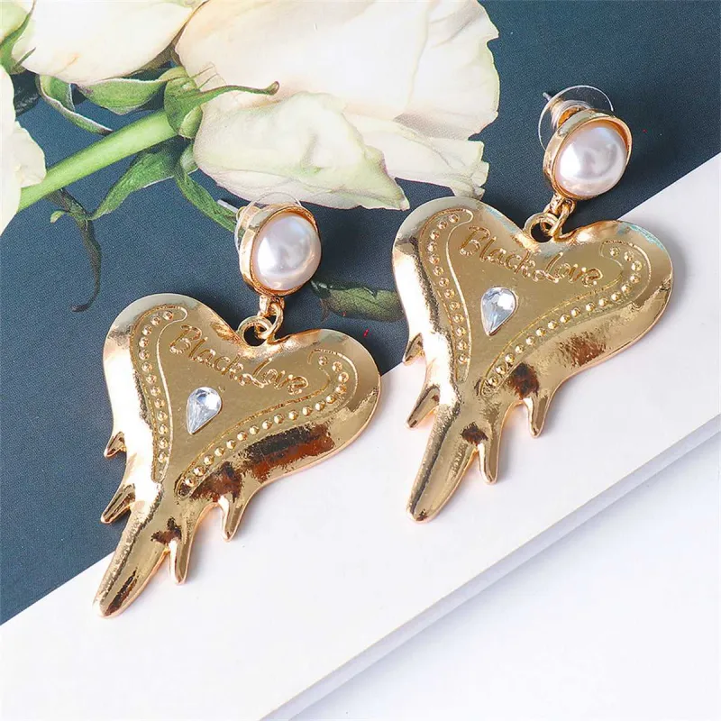 Pearl & Crystal Goldtone Heart Drop Earrings made by Zulily