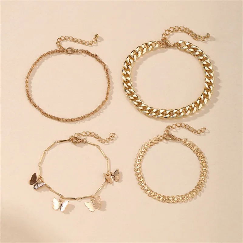 Goldtone Butterfly Station Bracelet Set made by Zulily