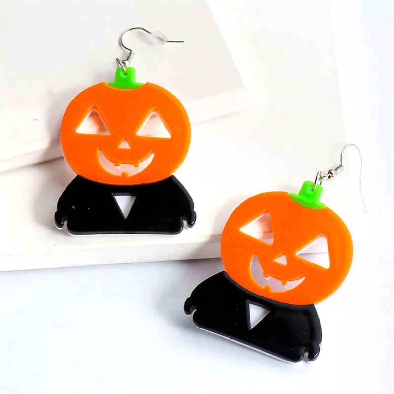 Orange Acrylic & Silvertone Pumpkin Drop Earrings made by Zulily