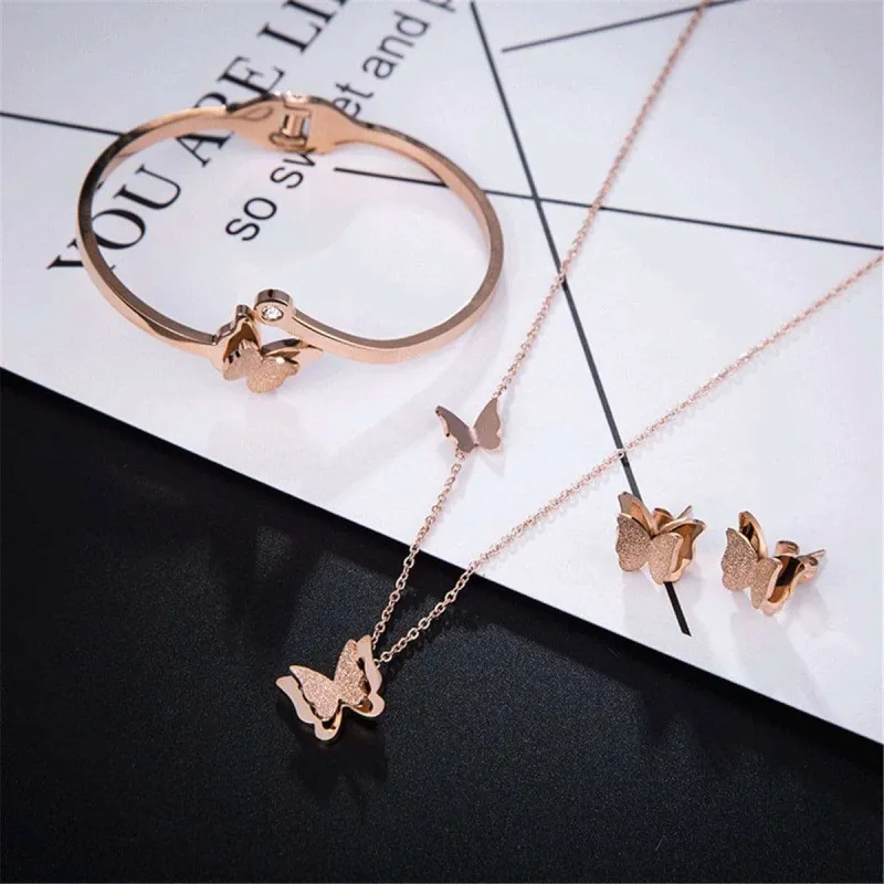 Cubic Zirconia & Rose Goldtone Frosted Butterfly Bangle made by Zulily