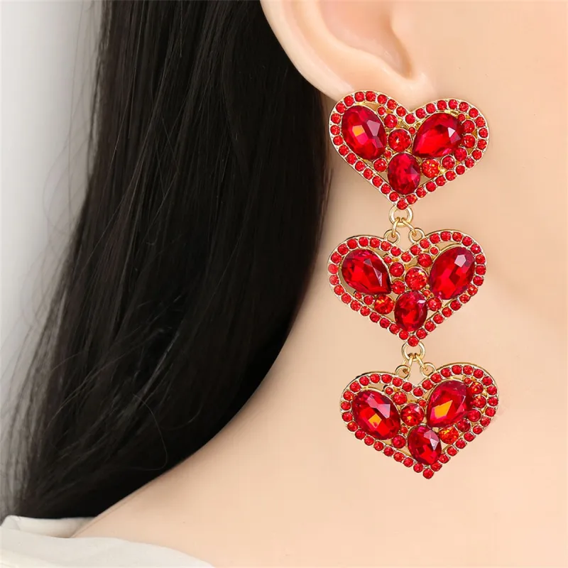 Red Cubic Zirconia & Crystal Goldtone Heart Drop Earrings made by Zulily