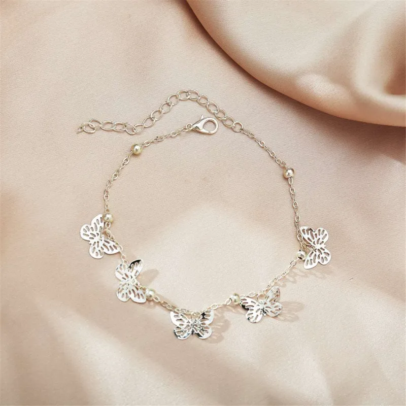 Silvertone Butterfly Station Anklet made by Zulily