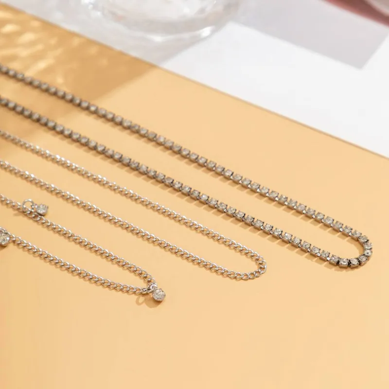 Cubic Zirconia & Silvertone Waist Chain Set made by Zulily
