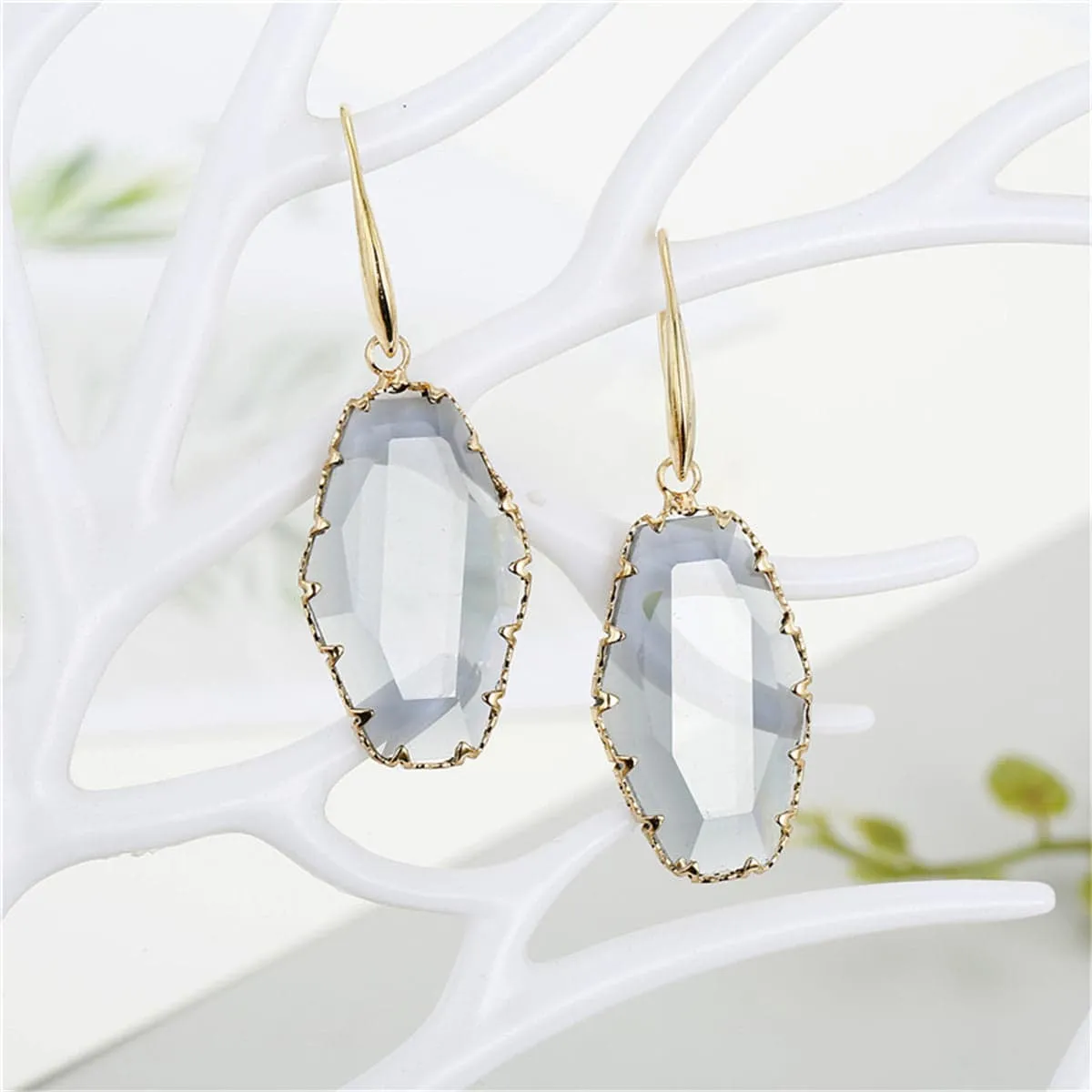 Gray Crystal & Goldtone Drop Earrings sold by Zulily product image thumbnail 3