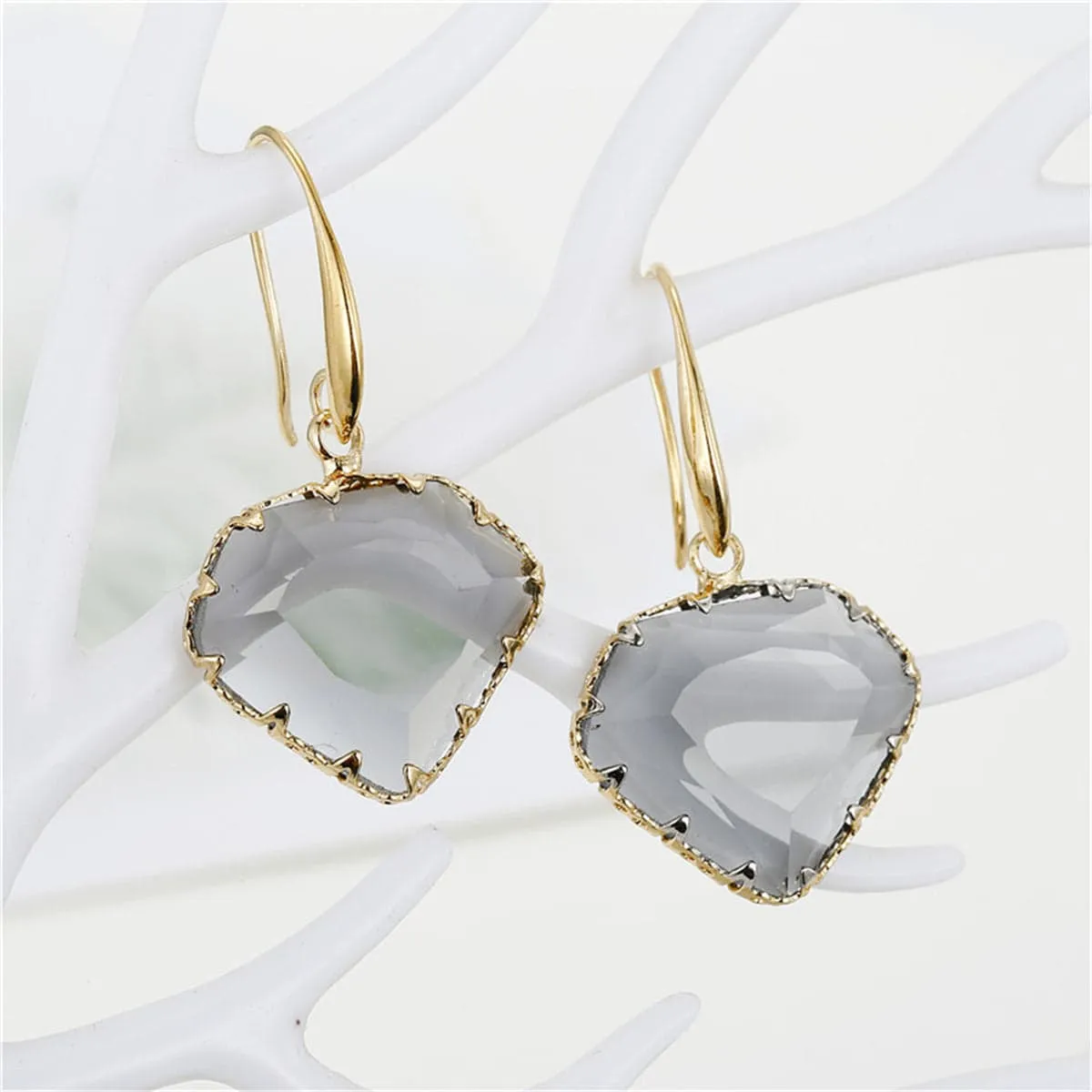 Gray Crystal & Goldtone Drop Earrings sold by Zulily product image thumbnail 2