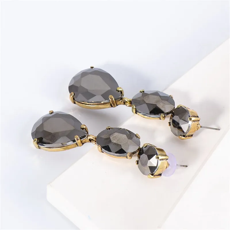 Gray Crystal & Goldtone Drop Earrings made by Zulily