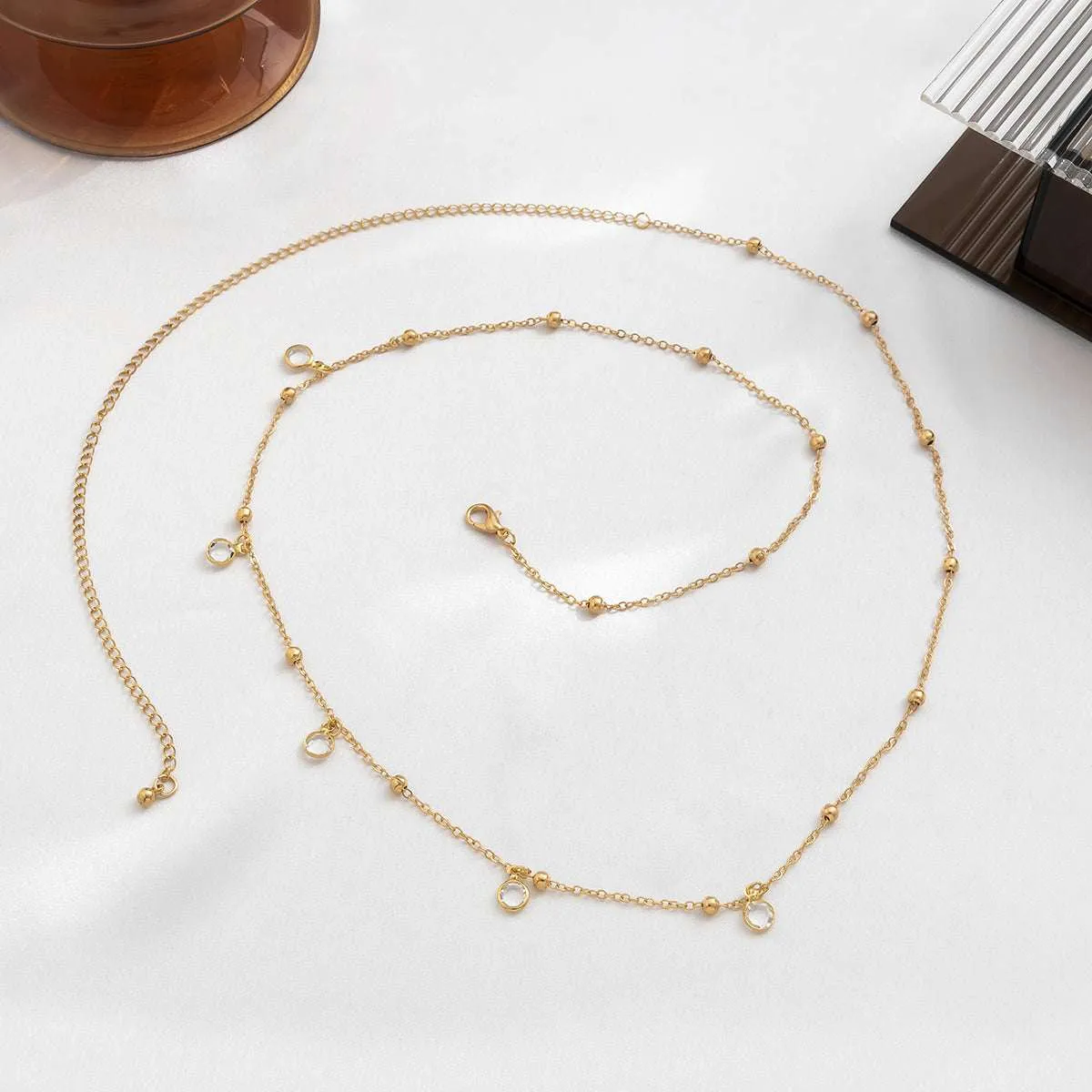 Cubic Zirconia & Goldtone Bead Waist Chain sold by Zulily product image thumbnail 2
