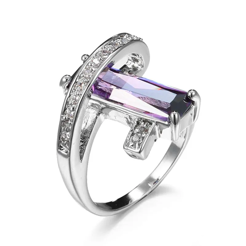 Purple Crystal & Cubic Zirconia Pavé Wrap Baguette-Cut Ring made by Zulily