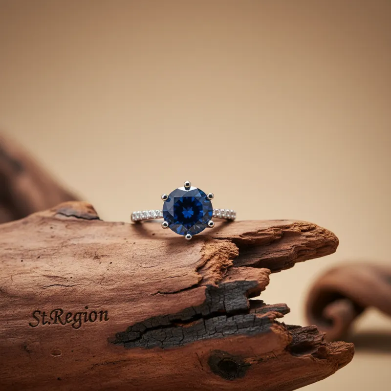 Navy Crystal & Cubic Zirconia Cocktail Ring made by Zulily