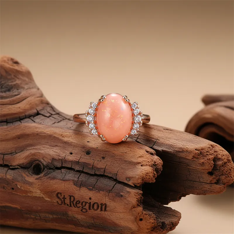 Orange Resin & Cubic Zirconia Oval-Cut Ring made by Zulily