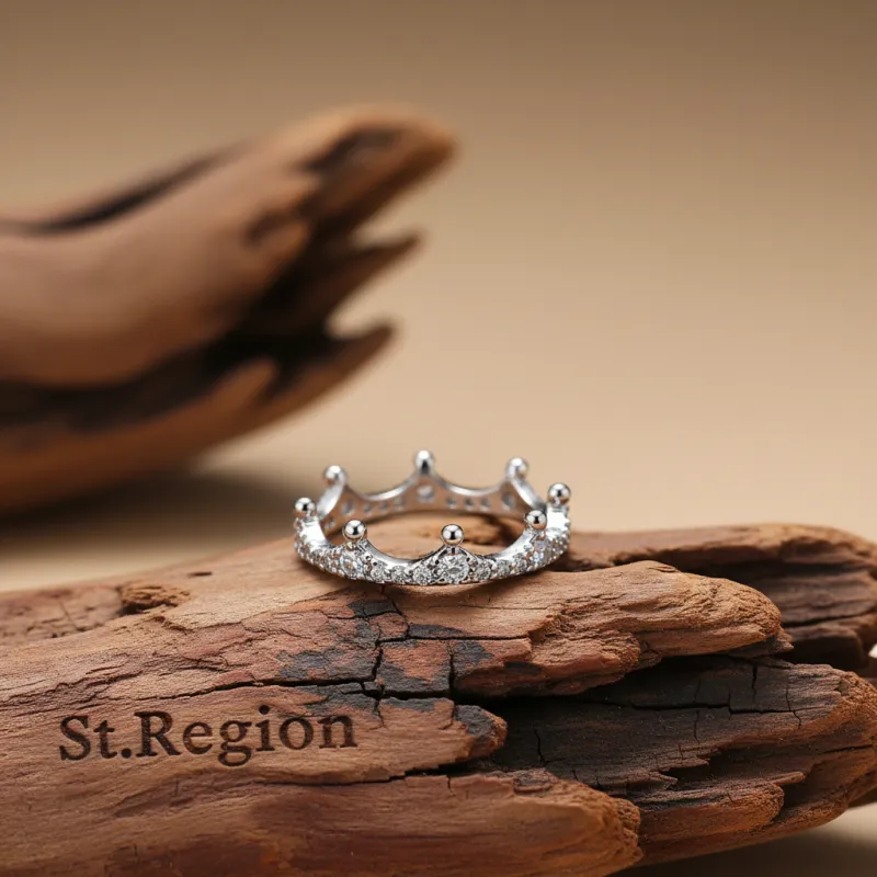 Cubic Zirconia & Silvertone Crown Band Ring made by Zulily