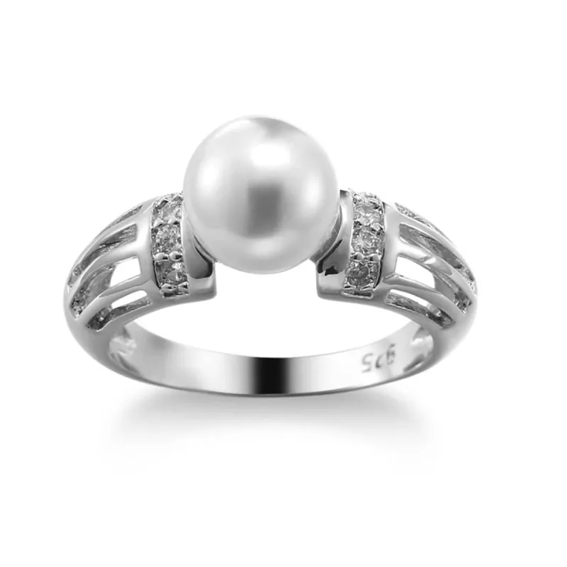Pearl & Cubic Zirconia Silvertone Ring made by Zulily
