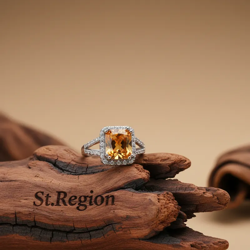 Champagne Crystal & Silvertone Radiant-Cut Ring made by Zulily