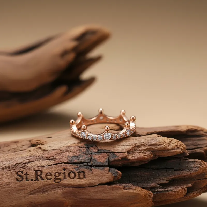 Cubic Zirconia & Rose Goldtone Crown Band Ring made by Zulily