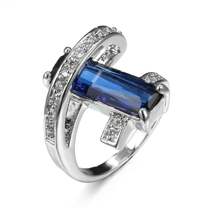 Navy Crystal & Cubic Zirconia Pavé Wrap Baguette-Cut Ring made by Zulily
