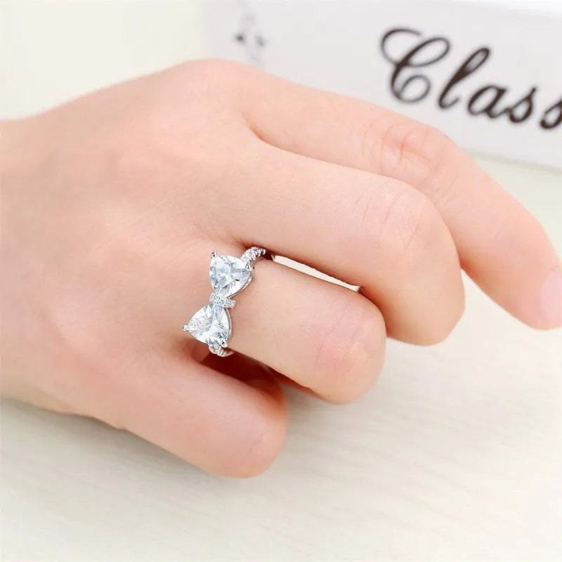 Crystal & Cubic Zirconia Silvertone Bow Ring made by Zulily