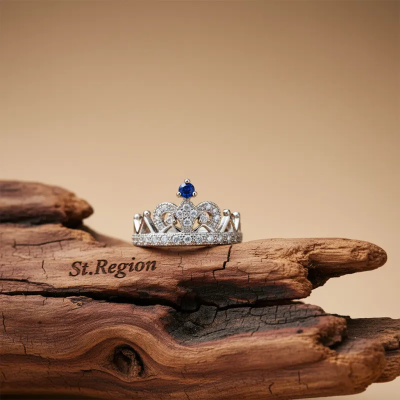 Navy Cubic Zirconia & Silvertone Crown Band made by Zulily