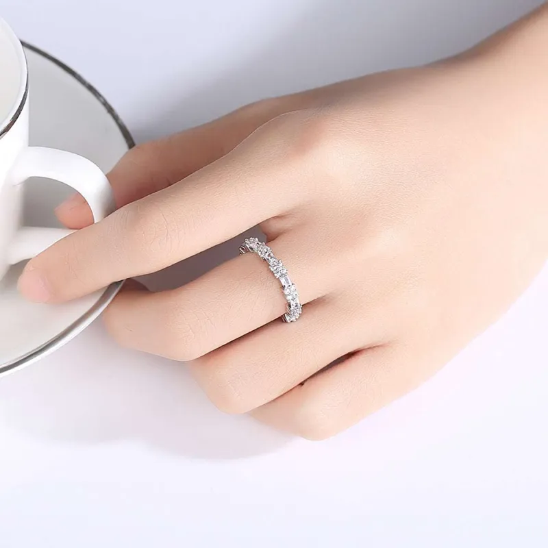 Crystal & Cubic Zirconia Silvertone Thin Band Ring made by Zulily