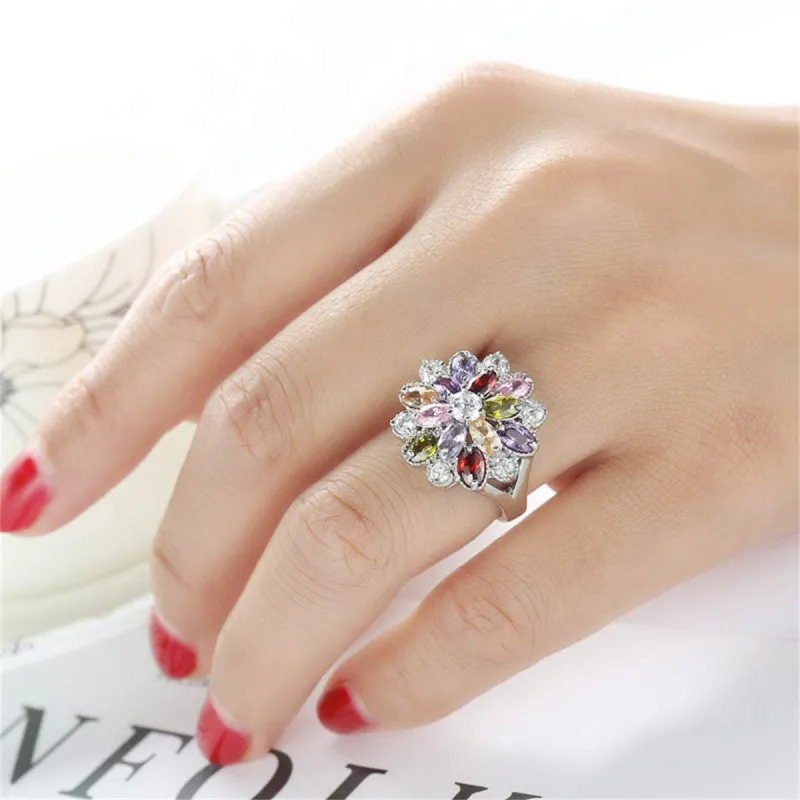Red Crystal & Cubic Zirconia Floral Pear-Cut Ring made by Zulily